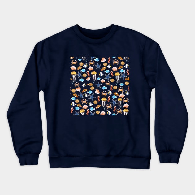 watercolour marine animals Crewneck Sweatshirt by VicaVeresk